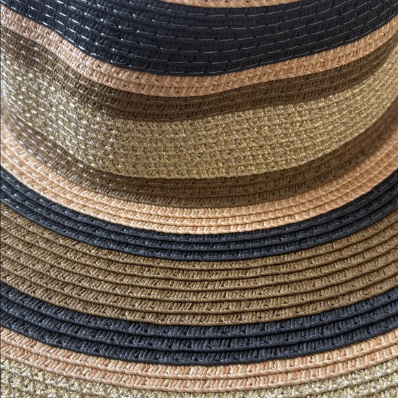 Black and Tan Striped Straw Hat - Picture 2 of 4